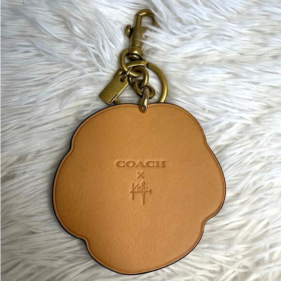 Coach X Koki Leather Hibiscus Flower Key Fob Chain Keychain Bag Charm - Picture 6 of 8